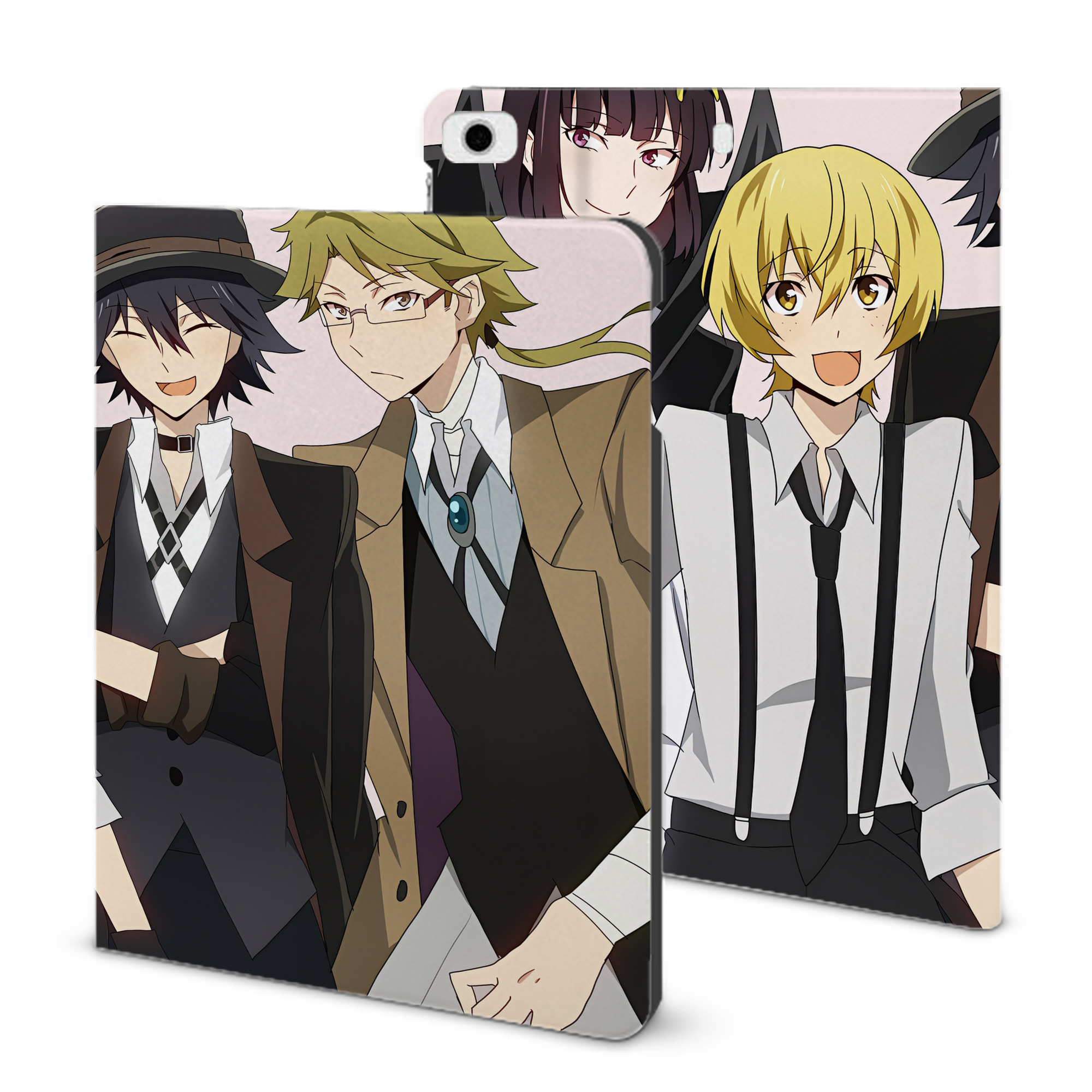 （画像用） 文豪ストレイドッグス Bungo Stray Dogs IPad ケース ブック型 PUレザー TPU 耐衝撃 軽量 薄型 ペン収納なし 全面保護 IPad 各モデル対応